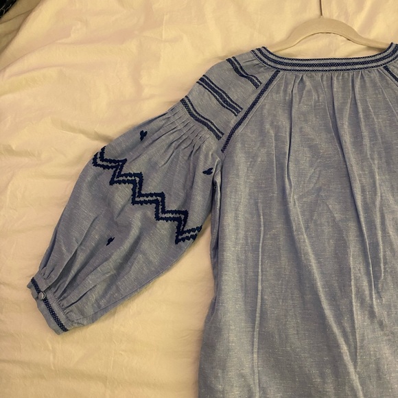 Zara Blue Blouse With Blue Embroider - Picture 4 of 4